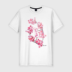 Мужская slim-футболка Цветение вишни