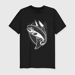 Мужская slim-футболка Рыбалка на лосося