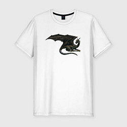 Футболка slim-fit Черный дракон, цвет: белый