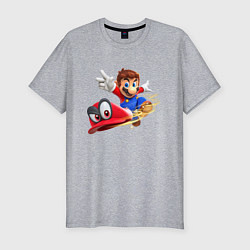 Мужская slim-футболка Марио бросает бейсболку