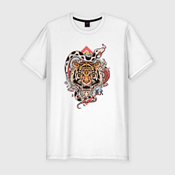 Мужская slim-футболка Тигр и Змея