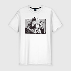 Мужская slim-футболка Луффи и Зоро вместе