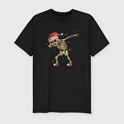 Футболка slim-fit New Year skeleton Dab, цвет: черный