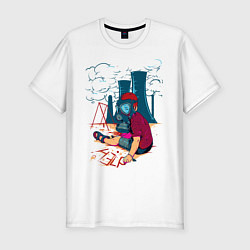 Мужская slim-футболка Загрязнение воздуха