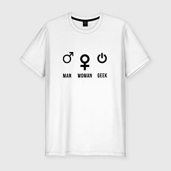 Мужская slim-футболка MAN WOMAN GEEK