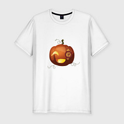 Мужская slim-футболка Стимпанк-тыква на хэллоуин
