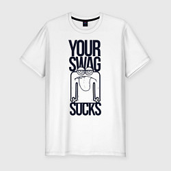 Мужская slim-футболка Человечек с высунутым языком