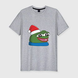 Футболка slim-fit Pepe, pepe happy, Пепе хеппи, pepe happy new year, цвет: меланж