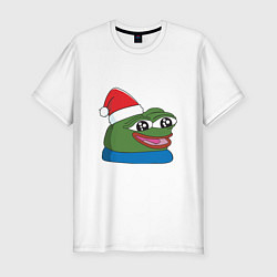 Футболка slim-fit Pepe, pepe happy, Пепе хеппи, pepe happy new year, цвет: белый