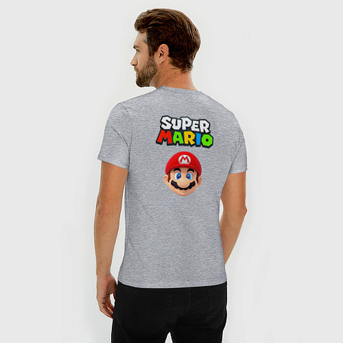 Мужская slim-футболка Mario wii / Меланж – фото 4
