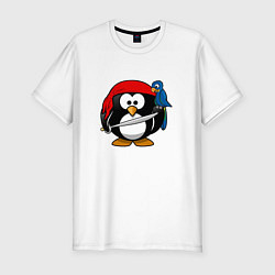 Футболка slim-fit Пингвин пират, цвет: белый