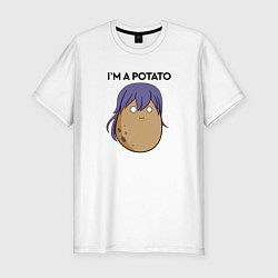 Футболка slim-fit Luni - Im a potato, цвет: белый