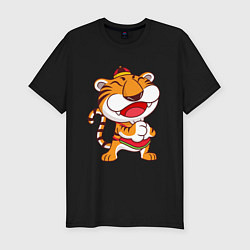 Мужская slim-футболка Веселый Тигр