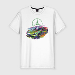 Мужская slim-футболка Mercedes V8 Biturbo motorsport - sketch