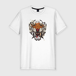 Мужская slim-футболка Angry Tiger watercolor