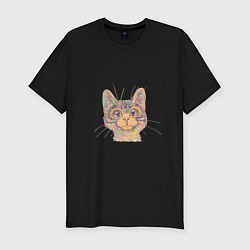Мужская slim-футболка A 018 Цветной кот