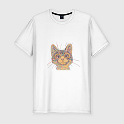 Мужская slim-футболка A 018 Цветной кот