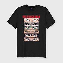 Футболка slim-fit Взгляды главных героев One Punch-Man, цвет: черный