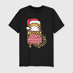 Мужская slim-футболка Недовольный повар - тигр