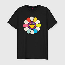 Мужская slim-футболка Цветок Мураками