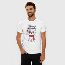 Футболка slim-fit Christmas Cat, цвет: белый — фото 2