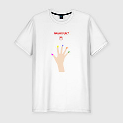 Мужская slim-футболка Рука ледяного убийцы с разноцветными ногтями