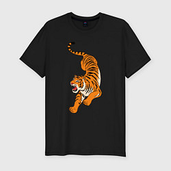 Мужская slim-футболка Агрессивный коварный тигр