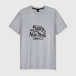 Мужская slim-футболка Надпись с Новым годом!