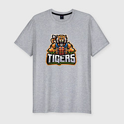 Мужская slim-футболка Тигр баскетболист