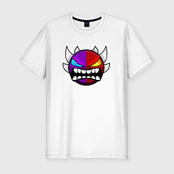 Мужская slim-футболка Geometry Dash: Violet x Red
