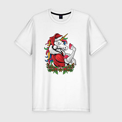 Мужская slim-футболка Unicorn Santa