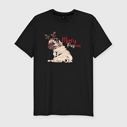 Мужская slim-футболка Merry Pugmas