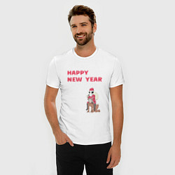 Футболка slim-fit Ацуши и Акутагава Happy New Year, цвет: белый — фото 2