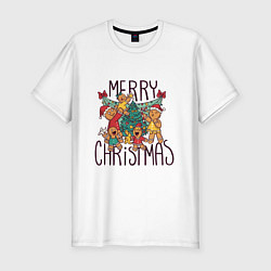 Футболка slim-fit Merry Christmas, цвет: белый