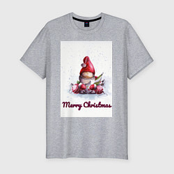 Мужская slim-футболка Рождественский гномик