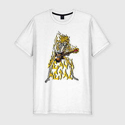 Мужская slim-футболка Горящий скелет гитарист