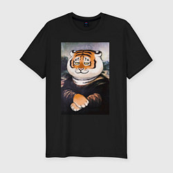Мужская slim-футболка Тигр - Мона Лиза