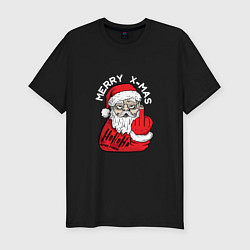 Мужская slim-футболка Плохой дед мороз Merry x-mas