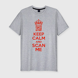 Футболка slim-fit Keep calm and scan me - fuck off, цвет: меланж