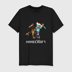 Мужская slim-футболка MINECRAFT НОВЫЙ ГОД 2022 МАЙНКРАФТ