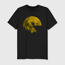 Футболка slim-fit Pac-man moon Пакмен луна, цвет: черный