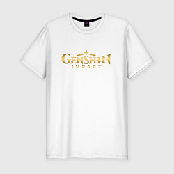 Футболка slim-fit GOLD LOGO GENSHIN IMPACT, цвет: белый