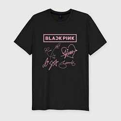 Мужская slim-футболка BLACKPINK АВТОГРАФЫ БЛЭКПИНК