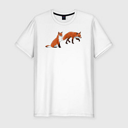 Мужская slim-футболка Акварельные лисы пара