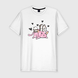 Мужская slim-футболка Котик с пандочками