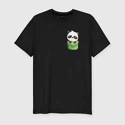 Мужская slim-футболка Маленькая панда в кармане