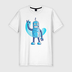 Мужская slim-футболка Приветливый робот