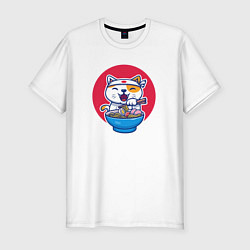 Мужская slim-футболка Cat Love Ramen