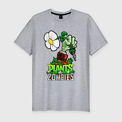 Футболка slim-fit Plants vs Zombies рука зомби, цвет: меланж