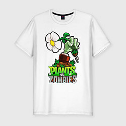 Мужская slim-футболка Plants vs Zombies рука зомби